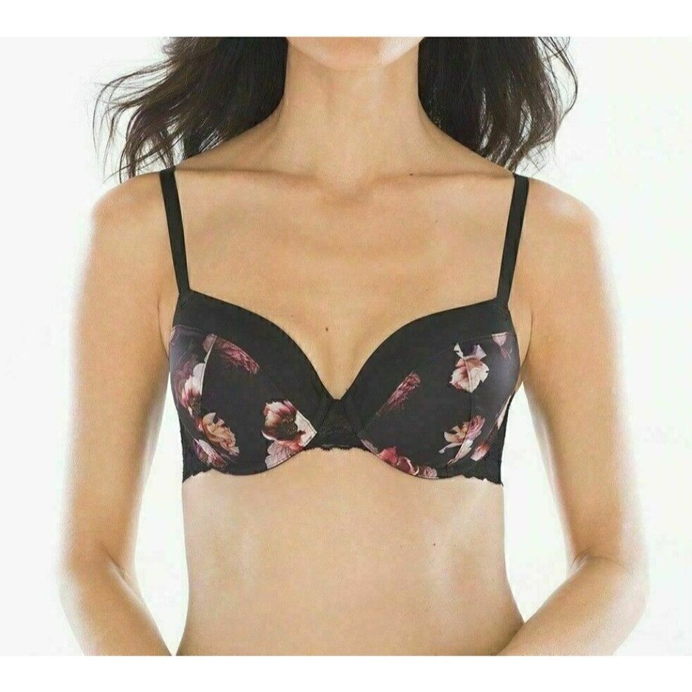 Soma Womens Black Floral LIMITED EDITION Satin & Lace Perfect Coverage Bra - Picture 1 of 12